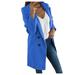 iOPQO sweaters for women Woman Artificial Wool Elegant Blend Coat Slim Female Long Coat Outerwear Jacket Women s Fleece Jackets Sky Blue M