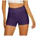 Biker Shorts Yoga Pants for Women Pure Color High Waist Side Drawstring Textured Ruched Stretchy Sports Beach Hot Pants (S Purple-P)