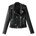 wendunide coats for women Women Ladies Lapel Motor Jacket Coat Zip Biker Short Punk Cropped Tops Womens Fleece Jackets Black 3XL