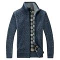 Men s Fleece Lined Jacket Fuzzy Fleece Jacket Fashion Long Sleeve Warm Plaid Printed Drawstring Hooded Jacket Top