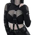Dtydtpe 2024 Clearance Sales Crop Tops for Women Broken Hole Gothic Street Punk Strapless Hooded Crop Shirt Womens Long Sleeve Tops