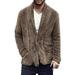 iOPQO Coats For Men Men s Autumn And Winter Solid Color Double-sided Plush Button Pocket Cardigan Jacket Khaki + M