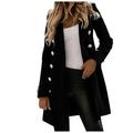 wendunide coats for women Women s Faux Wool Thin Coat Trench Jacket Ladies Slim Long Overcoat Outwear Womens Fleece Jackets Black XL