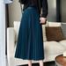 PIKADINGNIS Korean High Waist Midi Skirt for Women Spring Fashion All-match Pleated Skirts Female Solid Color Elegant A-line Skirt