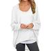iOPQO Pullover Sweater For Women Womens Batwing Sleeve Pullover Tops Off Shoulder Loose Oversized Baggy Sweater Shirts Casual T Shirt Blouses White + L