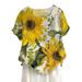 XINSHIDE Blouses Women Loose Casual Top Shirt Button Floral Printed Boho Tanic Shirt Fashion Elegant Short Sleeve Blouse Top Women Tops And Bloues