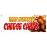 BEER BATTERED CHEESE CURDS BANNER SIGN wisconsin poutine fried fresh