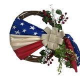 Wovilon Usa Independence Day Simulation Garland Door Hanging Decoration July 4Th Wreath Patriotic Americana Boxwood Handcrafted Memorial Day Wreath Festival Garland Front Door Wall Home Decor