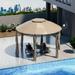 Gymax 11.5 Patio Gazebo Canopy Outdoor Steel Dome Shelter Round Steel Double Roof Brown