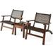 Gymax 3PCS Outdoor Patio Rattan Chair & Table Furniture Set w/ Wooden Frame