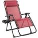 Gymax Folding Recliner Zero Gravity Lounge Chair w/ Tray Pillow Cup Holder Red