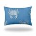 HomeRoots 410475 18 x 4 x 12 in. Blue & White Crab Enveloped Coastal Lumbar Indoor & Outdoor Pillow