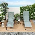 Gymax 2PCS Folding Outdoor Lounge Chaise Reclining Stacking Chairs