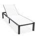 LeisureMod Marlin Patio Chaise Lounge Chair Poolside Outdoor Chaise Lounge Chairs for Patio Lawn and Garden Modern Black Aluminum Suntan Chair with Sling Chaise Lounge Chair (White)