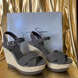Jessica Simpson Shoes | Jessica Simpson Kowloon Gray Snake Skin Wedges- Size 7m | Color: Gray | Size: 7