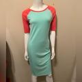 Lularoe Dresses | *Nwt* Lularoe Julia Raglan Pink & Teal Dress | Color: Blue/Pink | Size: Xs