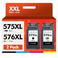 HALLOLUX PG-575XL CL-576XL Black/Tri-color 2-Pack Remanufactured Ink Cartridges Replacement for Canon 575 XL 576 XL for Canon PIXMA TS3550i TS3551i TR4750i TR4751i Printer