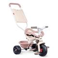 Smoby -Tricycle évolutif enfant Be Fun Confort - Rose - Canne parentale amovible - Repose-pieds rétractable