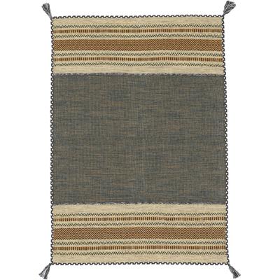 Teppich CARPETFINE "Kelim Azizi, auch als Läufer erhältlich" Gr. 5, grün, B:160cm H:5mm L:230cm, Baumwolle, Teppiche, Fransenteppich, handgewebt, Baumwolle, Wendeteppich mit Fransen, Fleckerl, Wohnzimmer Image
