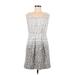Ann Taylor LOFT Casual Dress - A-Line Scoop Neck Sleeveless: Gray Dresses - Women's Size 2