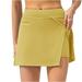 IROINNID Mini Empire Waist Skirt For Women Fake Two-piece Running Casual Gym Yoga Slit Tennis Skirt Solid Color Skirt