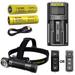 Combo: Nitecore HC35 Rechargeable LED Headlamp -2700Lm w/NL2150HPi and NL2140 Batteries +Eco-Sensa USB Charging Cord w/UMS2 Dual-Slot Superb Charger and TUP Pocket Light w/color options