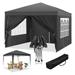Canopy 10x10 Waterproof Pop up Canopy Tent with 4 Sidewalls Instant Outdoor Event Shelter Tent for Parties Sun Shade Party Commercial Canopy Carry Bag Black