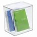 mDesign Plastic Desk Organizer Bin Box with Hinged Lid for Home Office Clear