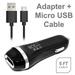 Black Rapid Car Charger Micro USB Cable Kit For CAT S31 Cell Phones [1 x USB Car Charger + 1 x 5 Feet Micro USB Cable] 2 in 1 Accessory Kit