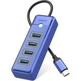 ORICO 4 Ports USB C Hub for Mac Laptop Flash Drive Ipad Pro USB 3.1 Type C to USB 3.0 Adapter Multiport USB Splitter with 0.5ft Cable Blue