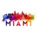 Miami Florida Skyline Abstract Large Letters (16x24 Giclee Gallery Art Print Vivid Textured Wall Decor)