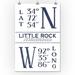Little Rock Arkansas - Latitude & Longitude (Blue) - Lantern Press Artwork (24x36 Giclee Gallery Print Wall Decor Travel Poster)