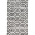 HomeRoots 512205 8 x 10 ft. Gray Black & Ivory Wool Geometric Hand Tufted Handmade Stain Resistant Rectangle Area Rug