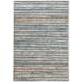 HomeRoots 9 x 12 ft. Ivory Blue & Orange Striped Power Loom Stain Resistant Rectangle Area Rug