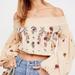 Free People Tops | Free People Saachi Smocked Crop Off Shoulder Top | Color: Tan | Size: S