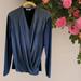 Zara Tops | Comfortable Flattering Sz L Grey Black V Neck Drape Front Zara W/B Collection | Color: Black/Gray | Size: L
