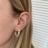 Anthropologie Jewelry | Anthropologie Huggie Gold Hoop Earrings Cz Stone Hoops Mixed Crystals | Color: Gold/White | Size: Os