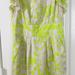 Jessica Simpson Dresses | Jessica Simpson Chartreuse & Beige Ruffle Sleeve Dress, Fully Lined, Size 6 | Color: Green/Tan | Size: 6