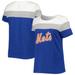 Women's White/Royal New York Mets Plus Size Colorblock T-Shirt