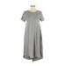 Lularoe Casual Dress - Midi Crew Neck Short sleeves: Gray Print Dresses - Women's Size 2X-Small