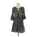 Forever 21 Casual Dress - A-Line Keyhole 3/4 sleeves: Black Dresses - Women's Size Small