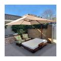 Parasol Déporté Carré 3 x 3 m, Grain de Bois en Aluminium Parasol De Jardin Exterieur Toit à Double