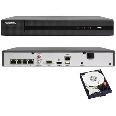 Nvr 4 kanäle Hikvision HWN-4104MH-4P 4K 8MPX onvif poe H.265+ cloud P2P 1TB hdd