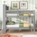 Modern Full over Full Bunk Solid Wood Bed Frame 85.7" Pine Bed with Safety Rail and Ladder for Bedroom