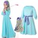 Leesechin Girls Dresses Clearance Long Sleeve Solid Color Round Neck Dress Floral Turban Two Piece Muslim Children s Clothing