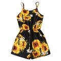 Mother Daughter Matching Dresses Mom Daughter Baby Sleeveless Sunflower Pattern Romper Jumpsuit with Pocket Set Mothers Day Gifts for Mom Black M