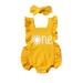 Qtinghua Newborn Baby Girl First Birthday Outfits Ruffle Sleeveless One Letter Romper Bodysuit Jumpsuit Headband Summer Clothes Yellow 18-24 Months