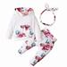 Fsqjgq Cute Outfits for Girls Toddler Baby Girl Clothes 3 Pack Baby Girls Baby Hooded Tops Sweatshirt Pants Set Clothes Winter Girls Baby Hooded Sweatshirt Set Size B White