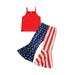 Rovga Outfits For Girls Toddler Kids 4Th Of July Solid Sleeveless Independence Day Strap Vest T Shirt Tops Pants 2Pcs Outfits Set For 3-4 Years