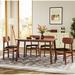 Corrigan Studio® Koriey 5 Piece Retro Solid Rubberwood Dining Table Set Wood/Upholstered in Brown | 29.13 H x 29.53 W x 47.24 D in | Wayfair